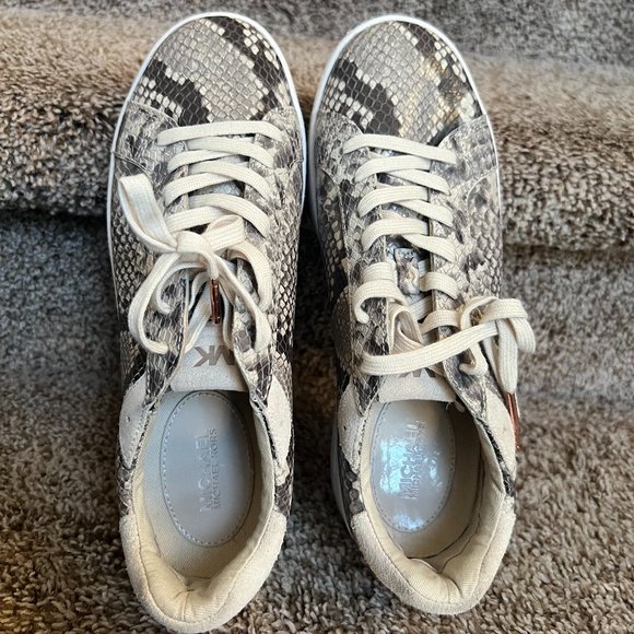 Michael Kors Women's Embellished Snake Embossed Leather Sneaker Shoes - Picture 8 of 15